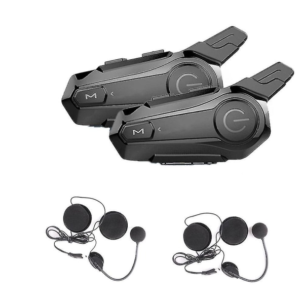 2stk Bluetooth Intercom Motorsykkel Halvhjelm Bluetooth Headset For 2 Intercomunicador Wireless He