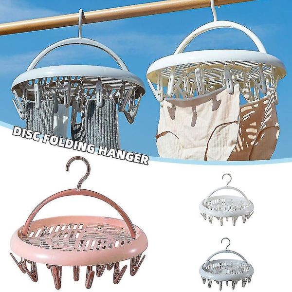 Multifunktionell Torkställ Multi-klämma Strumpor Balkong Vikbar Underkläder Multi-purpose Hushåll Multi-huvud Klädställ Pink
