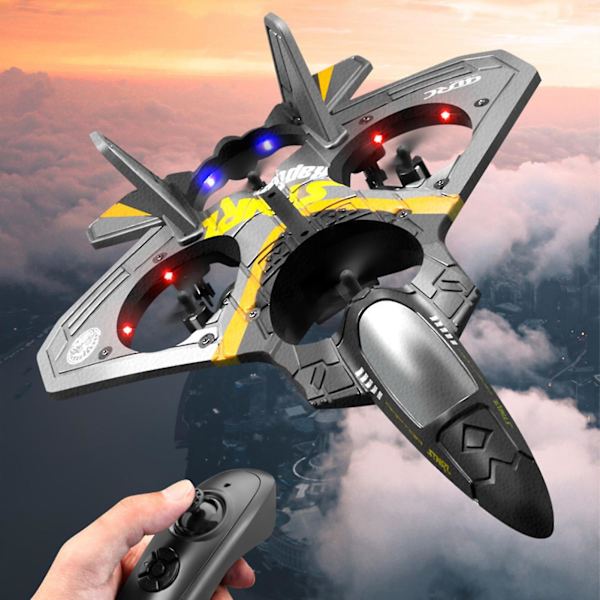 RC Jet Fighter Stunt Flygplan Leksak Anti-fall Smart Elektrisk RC Flygplan Med LED Utomhusleksaker För Barn Elektrisk RC Blue