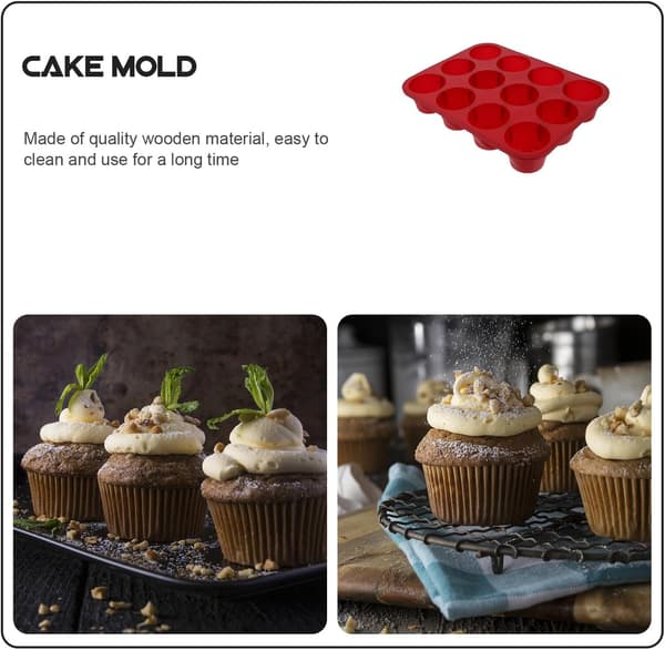 Muffinsbakform i silikon med 12 koppar Non-Stick Flexibel Silikonbakform