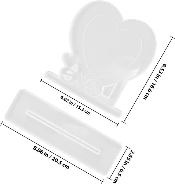 DIY hjärtformad silikonfotoramformset displayställ, hartsform