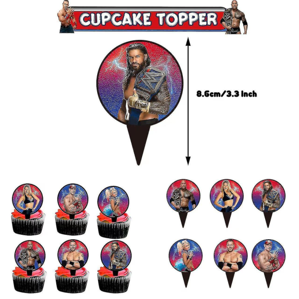 Wwe-teema Syntymäpäiväjuhlatarvikkeet Painijuhlasetti Paperiset set Banneri Cake Topper Ilmapallot Aikuisten Syntymäpäiväjuhliin Laadukas