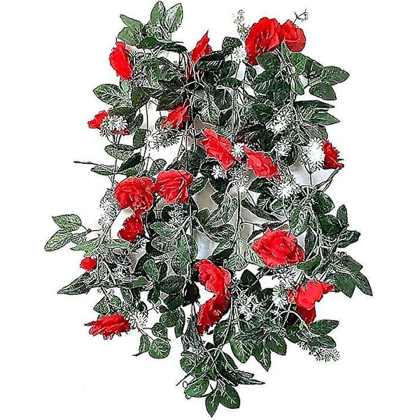 2 stk. Rose Vine Kunstige Rose Blomster Vines 10 Hoveder