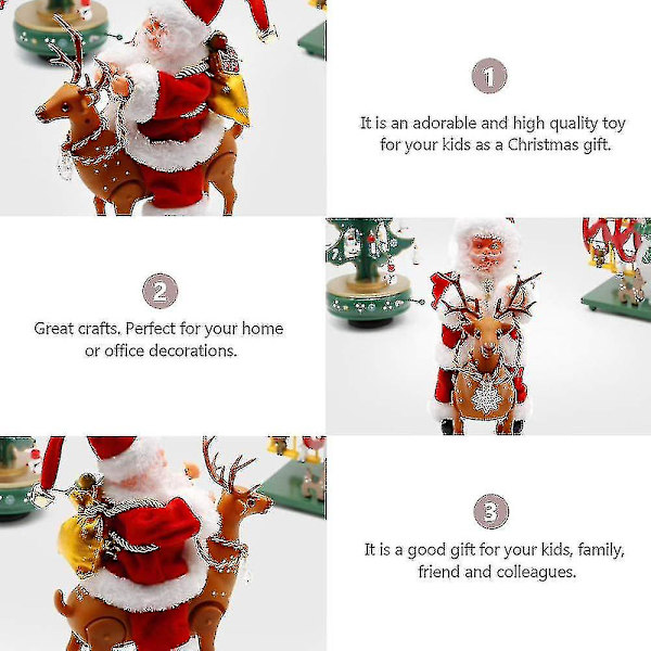 Jultomte Renen Leksak Jultomte Ridande På Älg Musikleksak Skrivbordsdekoration För Barn Presenter Jul Semester Dekoration Bd-yuhao