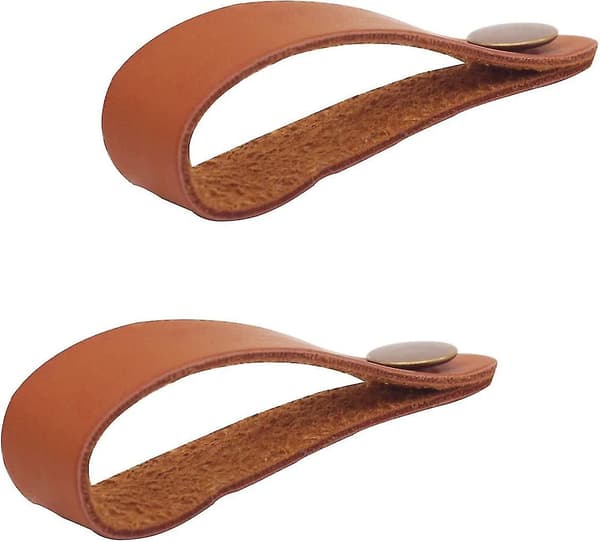 Gitarrremmsfäste Knapp Syntetiskt Läder Huvudstock Adapter För Ukulele Akustisk Gitarr (brun) 2st