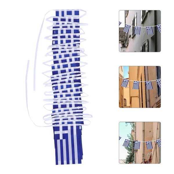 Mini Hellas Flagg Hengende Banner Hellas Bannerstreng 14x21cm Firkantet Solid Polyester