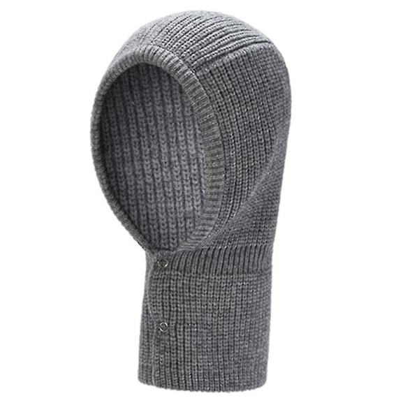 Balaclava Beanie Caps Strikket Lue For Vinter Varmer Med Justerbar Halslinje Light gray
