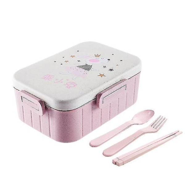 Cartoon Lunchbox för Barn Mikrovågsugn Bento Box Rosa