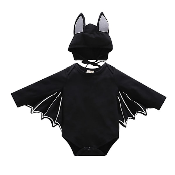 Toddlerpojkar och flickor Bat Cloak Romper Bodysuit Hatt Outfit Fancy Up Maskerad Kostym 2-3 Years