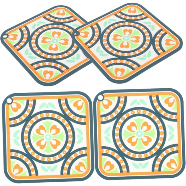 Skoldningssikre coasters, 4 stk. coasters til drikkevarer, coasters til træbord, dekorative vintage-stil bordskånere