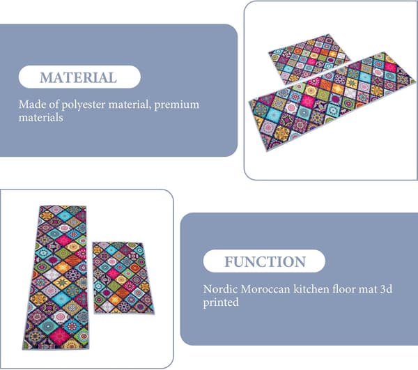 2 stk Marokko Gulvmatte Nordisk Dørmatte 40 * 60 + 40 * 120 cm Polyester