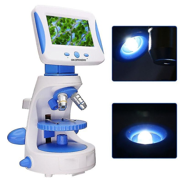 Bärbar 2000x biologiskt mikroskop 4,3 tums HD-skärm LED