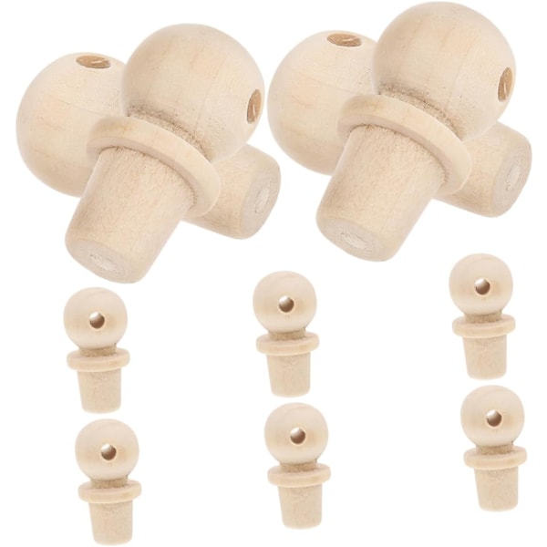 Set med 10 Träknoppar Gourd Design Flaskproppar Mini Korkar för Hantverk Dekorativa Träknoppar