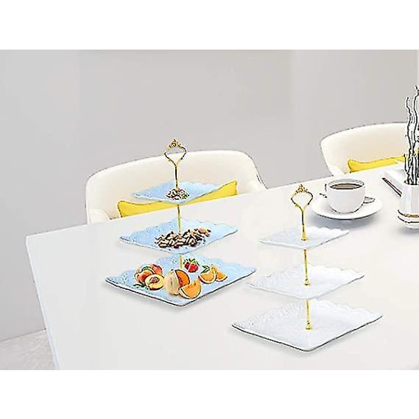 3-lags Plast Dessertbakke Kvadratisk Form Cupcake Stativ