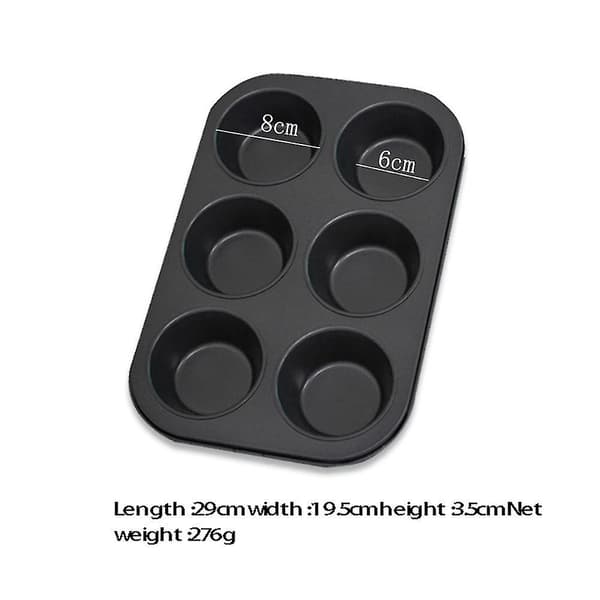 Non-stick rund muffinsform i karbonstål for baking av cupcakes, pudding og kjeks