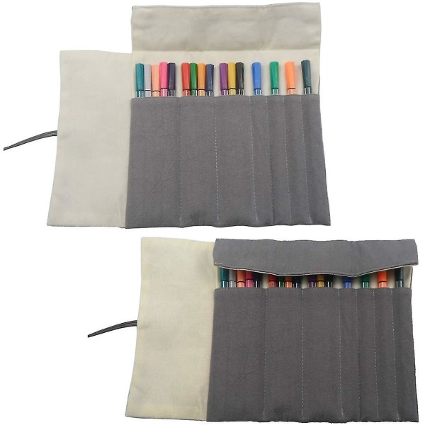 Canvas Blyantsæt Håndlavet Foldbar Rullet Blyantsæske Rejseblyantsholder Wrap