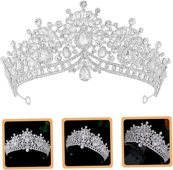 Rhinestone kronehodeplagg for bryllup og fester Brudedekorasjon Holdbar