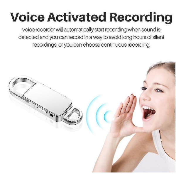 8gb digital nyckelring Recorder Silver