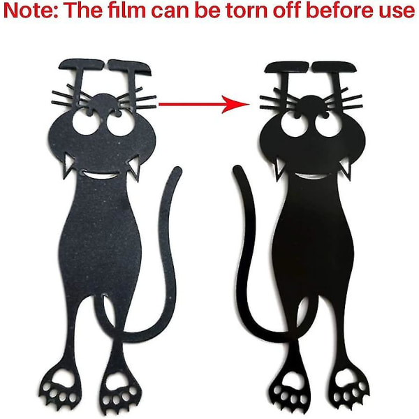 Black Kitten Cat muoviset kirjanmerkit Luovat ontot kissan kirjanmerkit Ihanat kestävät 3D eläinkirjanmerkit lukijalle, naiselle ja lapsille (musta) (5 kpl)