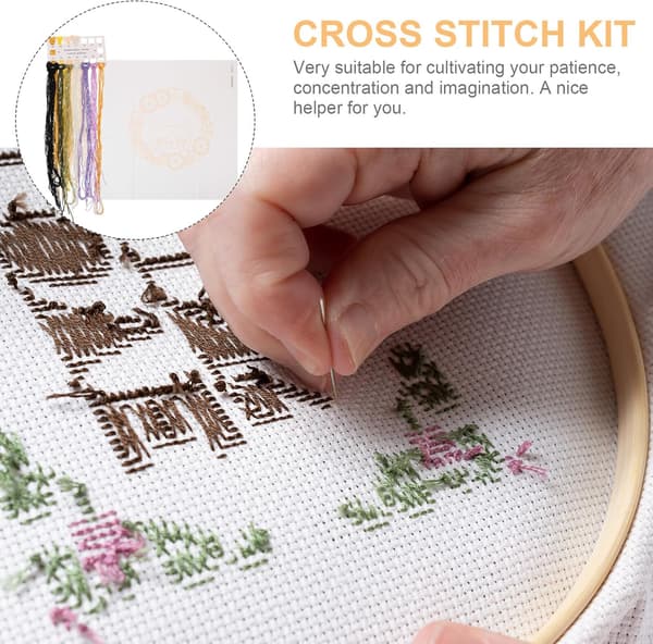 Katt broderisett Nybegynner DIY Håndbroderisett Bomullsmateriale