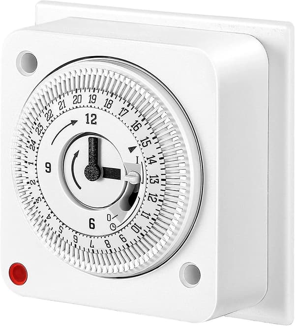 Immersion Heater Timer, 24-timers energisparende bryter, 16a/3680w innfelt