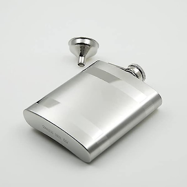 8oz Hip Flask i Rostfritt Stål med Två Polerade Linjer och Tratt