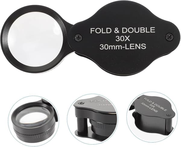 30x Handhållen Vikbar Förstoringsglas Bärbar 30mm Optisk Lins