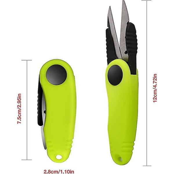 Ravunmuotoiset ruostumattomasta teräksestä valmistetut kalastusleikkaussaksit, taittuvat kalastuslinjan leikkausleikkurit kalastustarvikkeet, 4 kpl vihreä