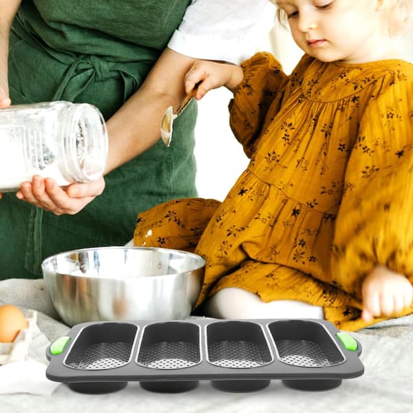 Non-Stick Silikone Brødform med 4 Gitre til DIY Brødbagning, Nem at Opbevare og Fleksibel Kagebageform