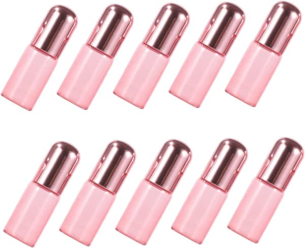 10 st Rose Gold Rollerball Flaska Mini Eterisk Olja Rollerflaskor för Resor Rollerbollar för Eteriska Oljor