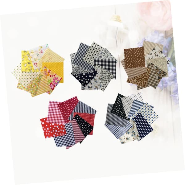 5-pack små handgjorda bomullstyger färgglada tryckta lapptäcksrutor 25x25cm
