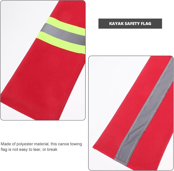 3 stk. kajakkrefleksflagg i polyester, slepevarslingsflagg med stropper