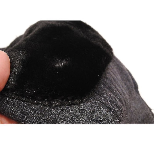 Unisex Faux Wool Knæbeskytter Pads Vinter Varme Termiske Knævarmere Ærme Til Kvinder Mænd Med Anti-Skridsikker Gummibånd BLACK