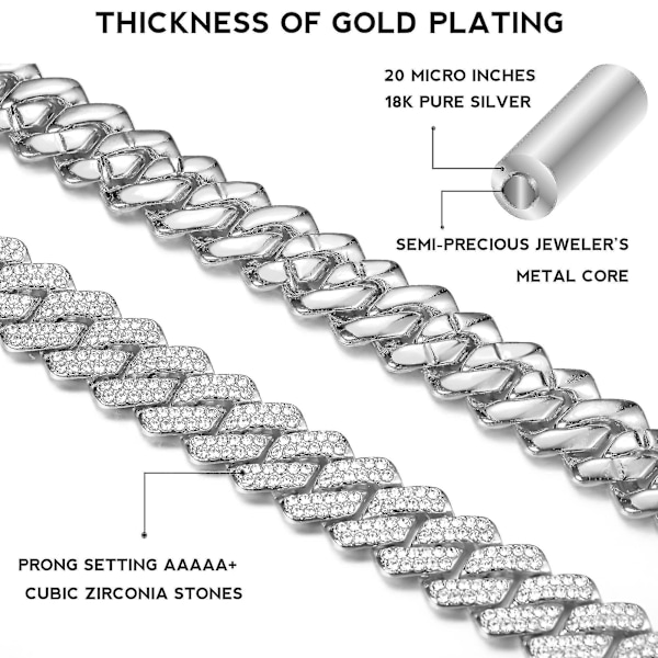 Julegave Cuban Links Kæde Til Mænd 13mm Halskæde Guld Sølvbelagt Halskæder Kæde Diamant 18 Tommer