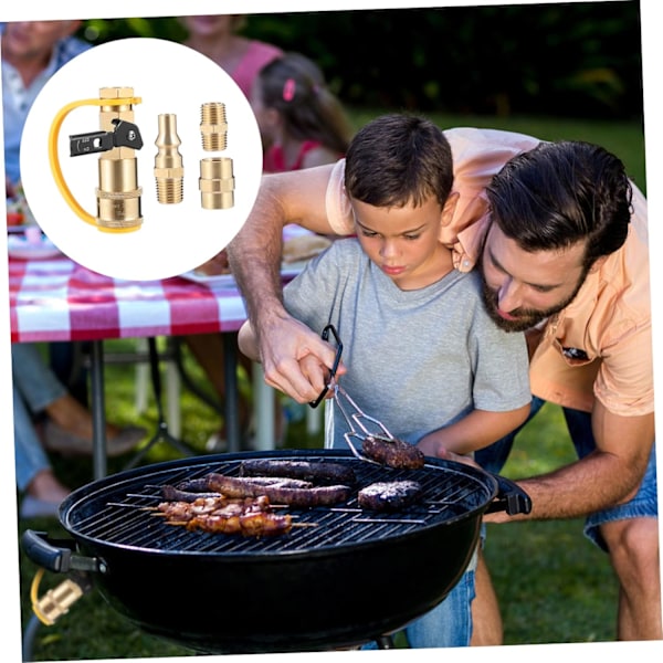 Hurtigkoblingsadaptersett med slangekobling for grill messingkoblingssett lekkasjesikkert