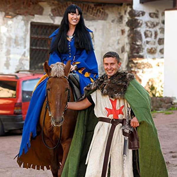 Middelalderlæder Sæt Kostume Tilbehør Til Kriger Pirat Cosplay Sort