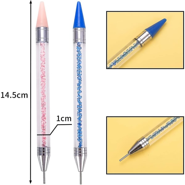 2 Stk Rhinestone Diamond Painting Pen Værktøj til 5d gør-det-selv maleri Gem Wax Picker Tool