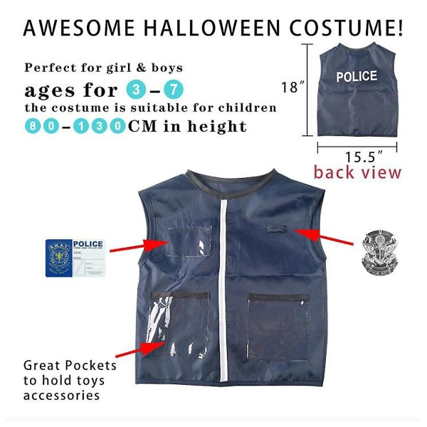 Polis Leksak Set Barn Polis Kostym Rollspel Kit för pojkar Flickor