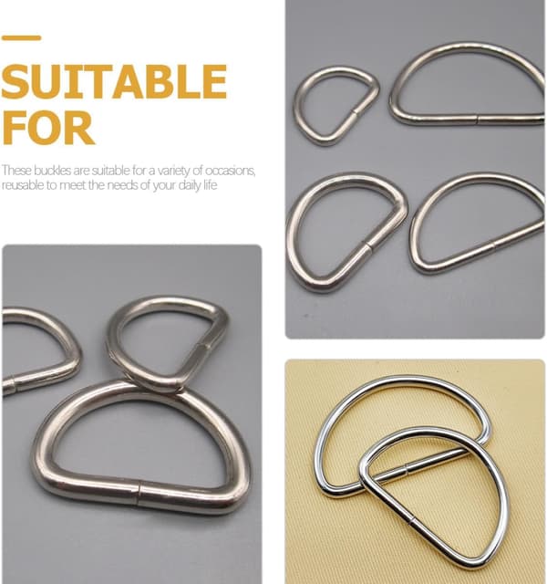 100 st metall D-ringar och väskans anslutningsspännen silverlegering D-formade ringar