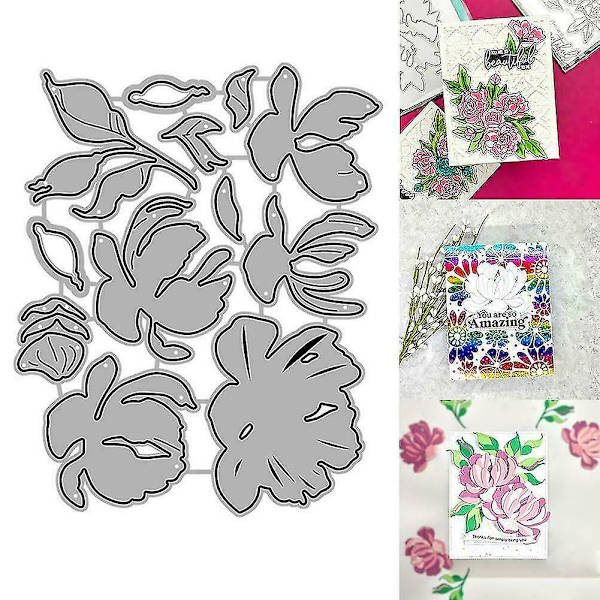 Blomsterpräglingsschabloner Metallstans för DIY-albumkort (1 st)