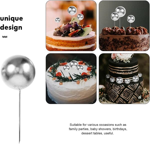 108 stk. kakepynt runde cupcake-pinner kuleformede cupcake-topper
