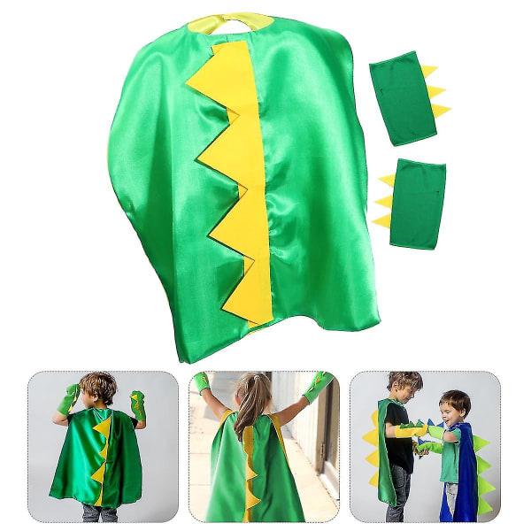 1 sett Kids Dinosaur Cape Dragon Armbånd Halloween kostyme kappe med pigger