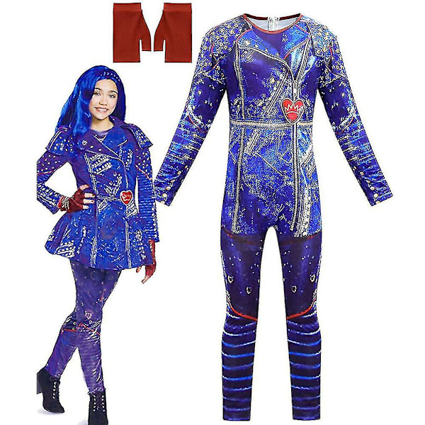 Descendants 3 Evie Kostymset Barn Flickor Fancy Up Jumpsuit Handskar Outfit 9-10 Years