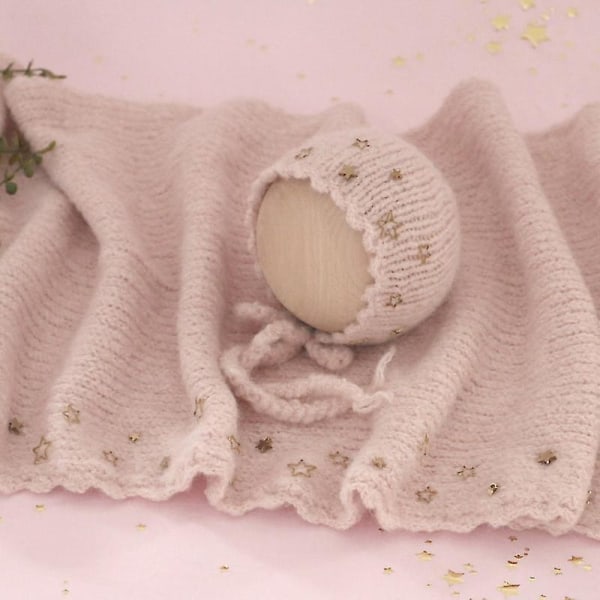 2stk Attraktiv nyfødt festkostyme Babyfoto rekvisitt Hatt innpakning Stjernebakgrunn