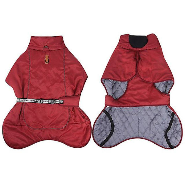 Efterårs- og vintertøj til store hunde, varm jakke til udendørs, reflekterende hundejakke, luksuriøst kæledyrstøj i mellem og store størrelser wine red XL