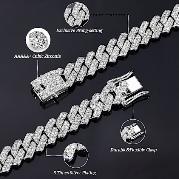 Julegave Cuban Links Kæde Til Mænd 13mm Halskæde Guld Sølvbelagt Halskæder Kæde Diamant 18 Tommer