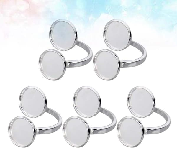 5 stk. justerbare forsølvede ringbaser 12 mm indvendig diameter bærbare ringholdere