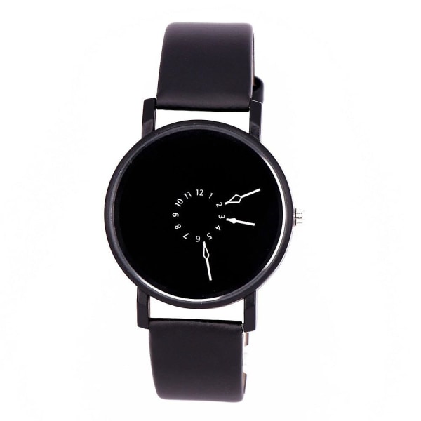 Inverted Pointer Watch Kvinne Student Par Nøytral Quartz Watch Men Black