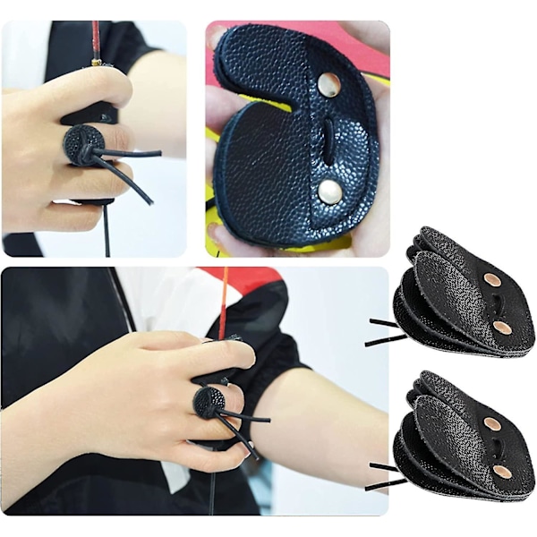 Läder Skytte Finger Tab Dubbel Tjocklek Skyddande Skyddsplatta Fingrar Skydd Skytte Träningsutrustning