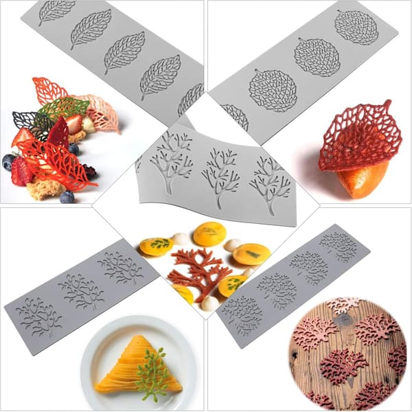 5 st silikonfondantform bladformad bakverktyg med delikat formdesign